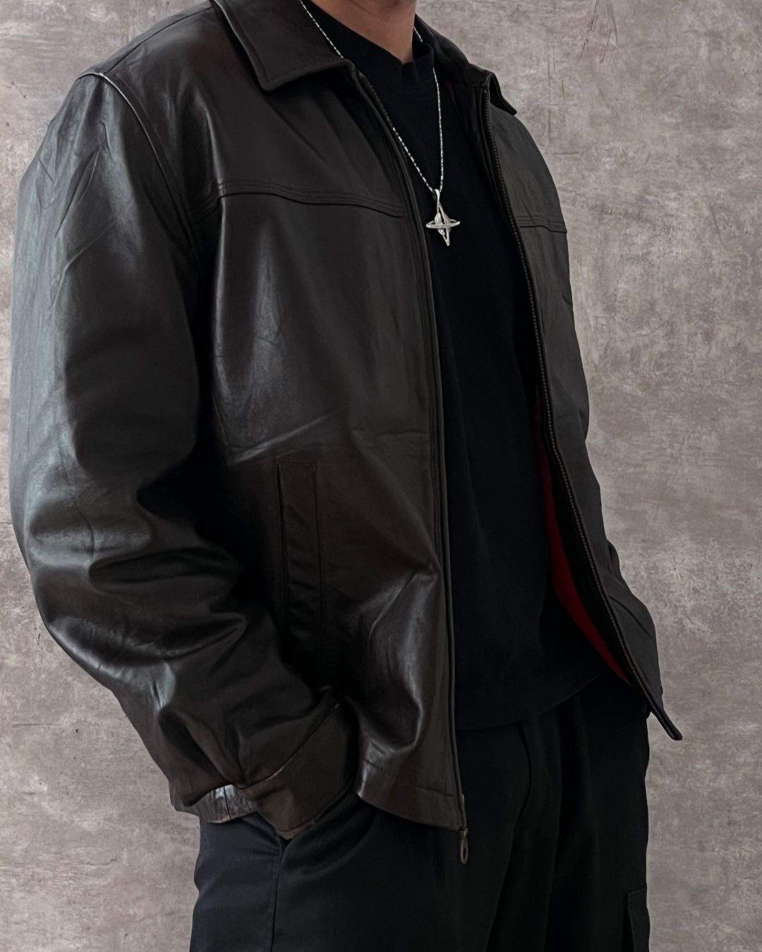 LEATHER JACKT TOMMY HILFGER (M)