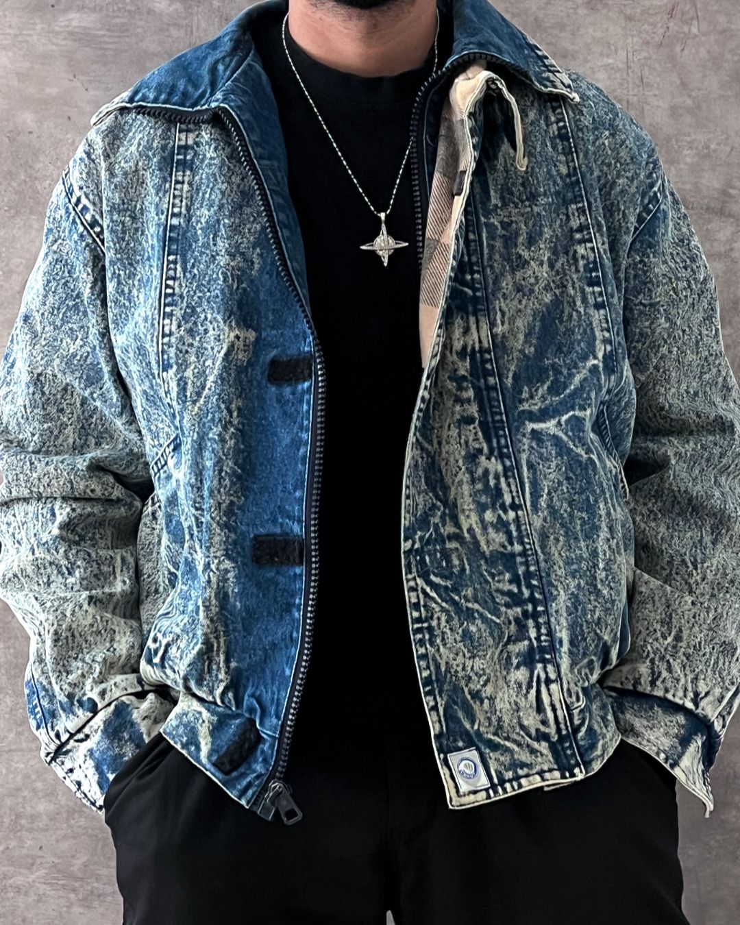 DISTRESSED DENIM JACKT (L)