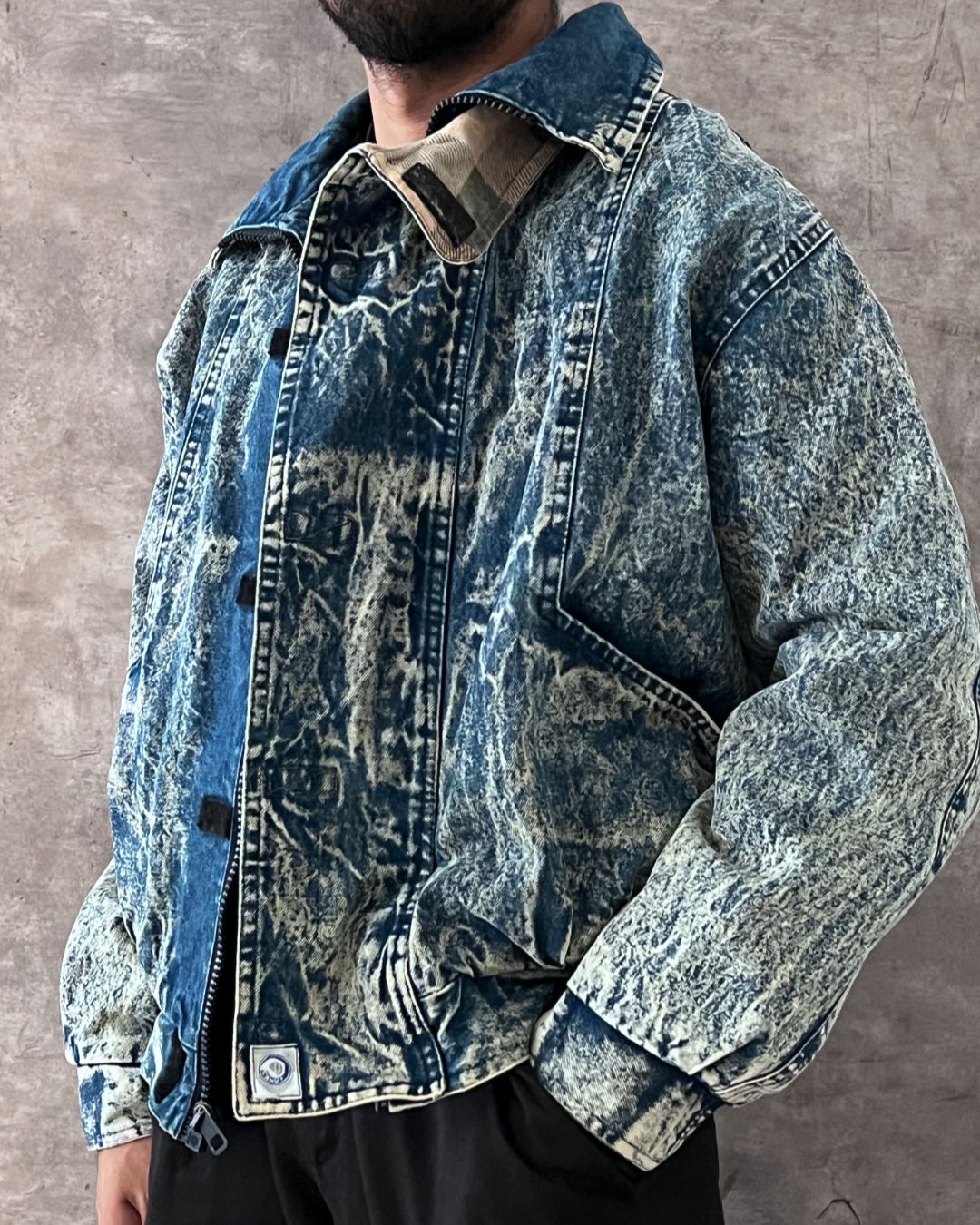 DISTRESSED DENIM JACKT (L)