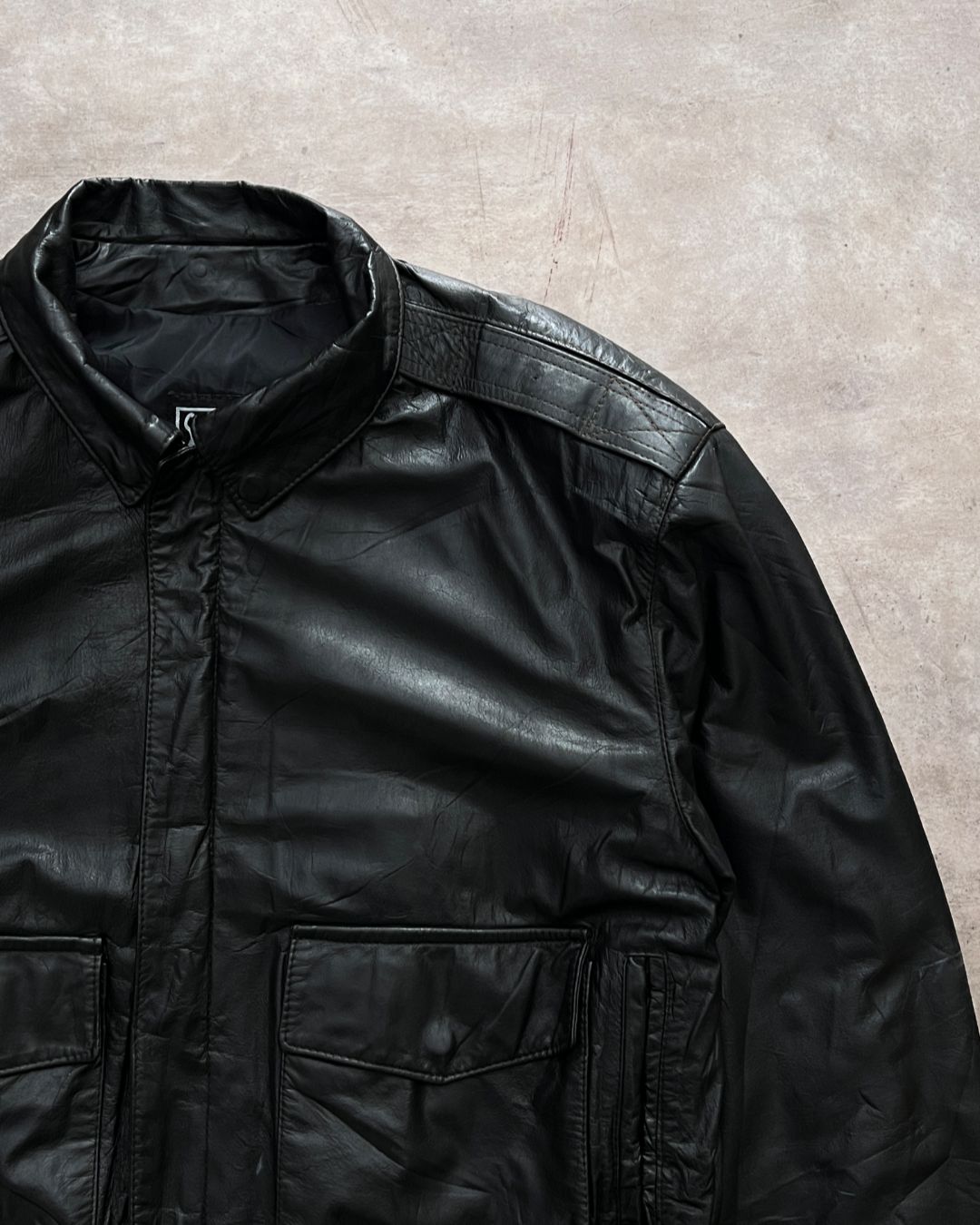 BLCK BOMBER LEATHER JACKET (M)