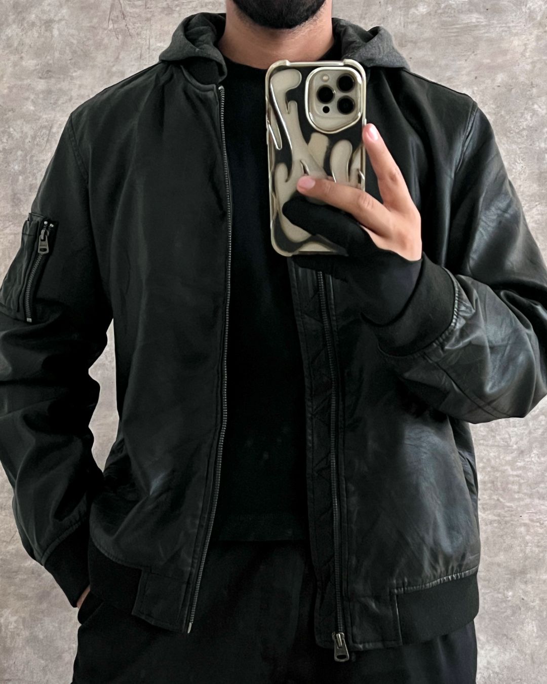 LEVI'S HOODED FAUX-LEATHER JACKT (XL)