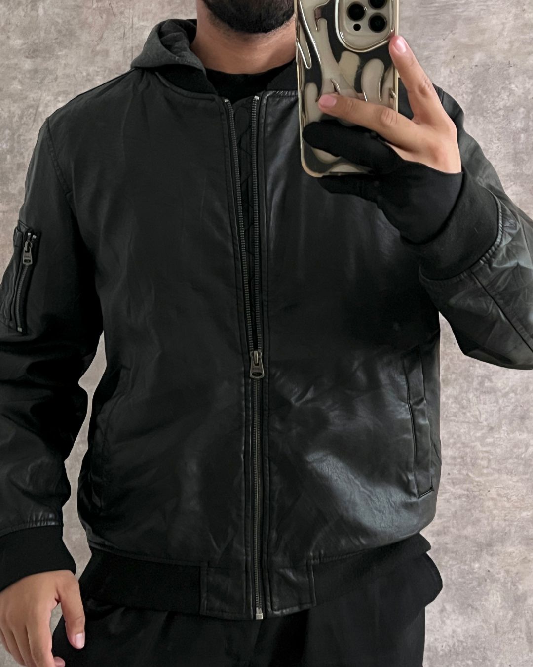 LEVI'S HOODED FAUX-LEATHER JACKT (XL)