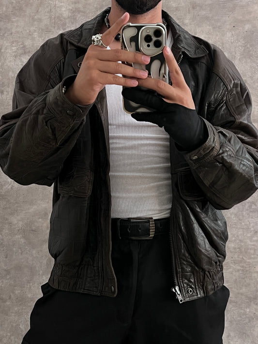 Vintage Leather Serpent Jacket (L)