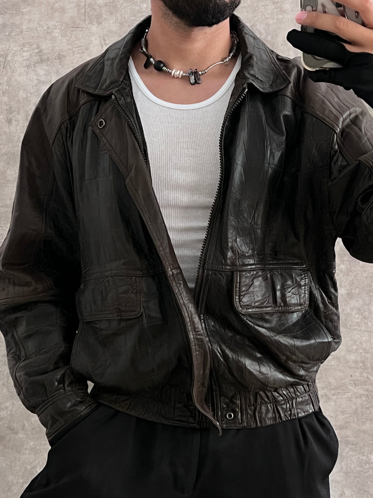 Vintage Leather Serpent Jacket (L)