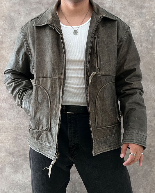 LEATHER BOMBER JACKET (XL)