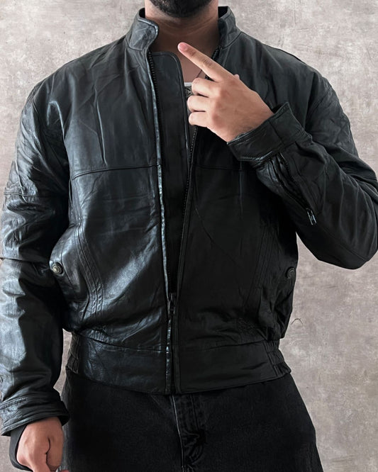 BLACK LEATHER JACKT RIDER (M)