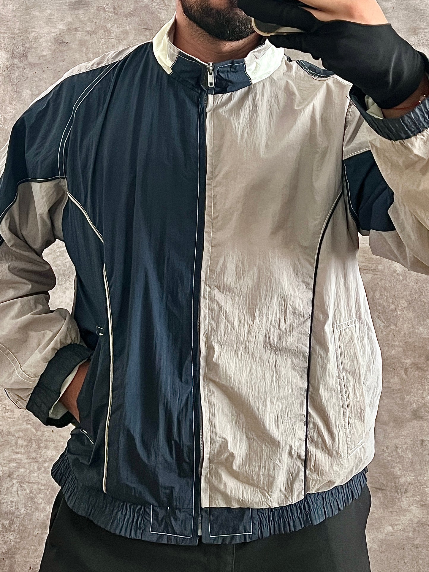 Retro bicolor windbreaker (L)