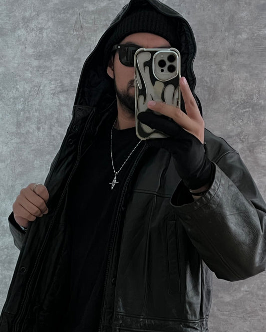 HUNTER BLCK LEATHER JACKT (M)