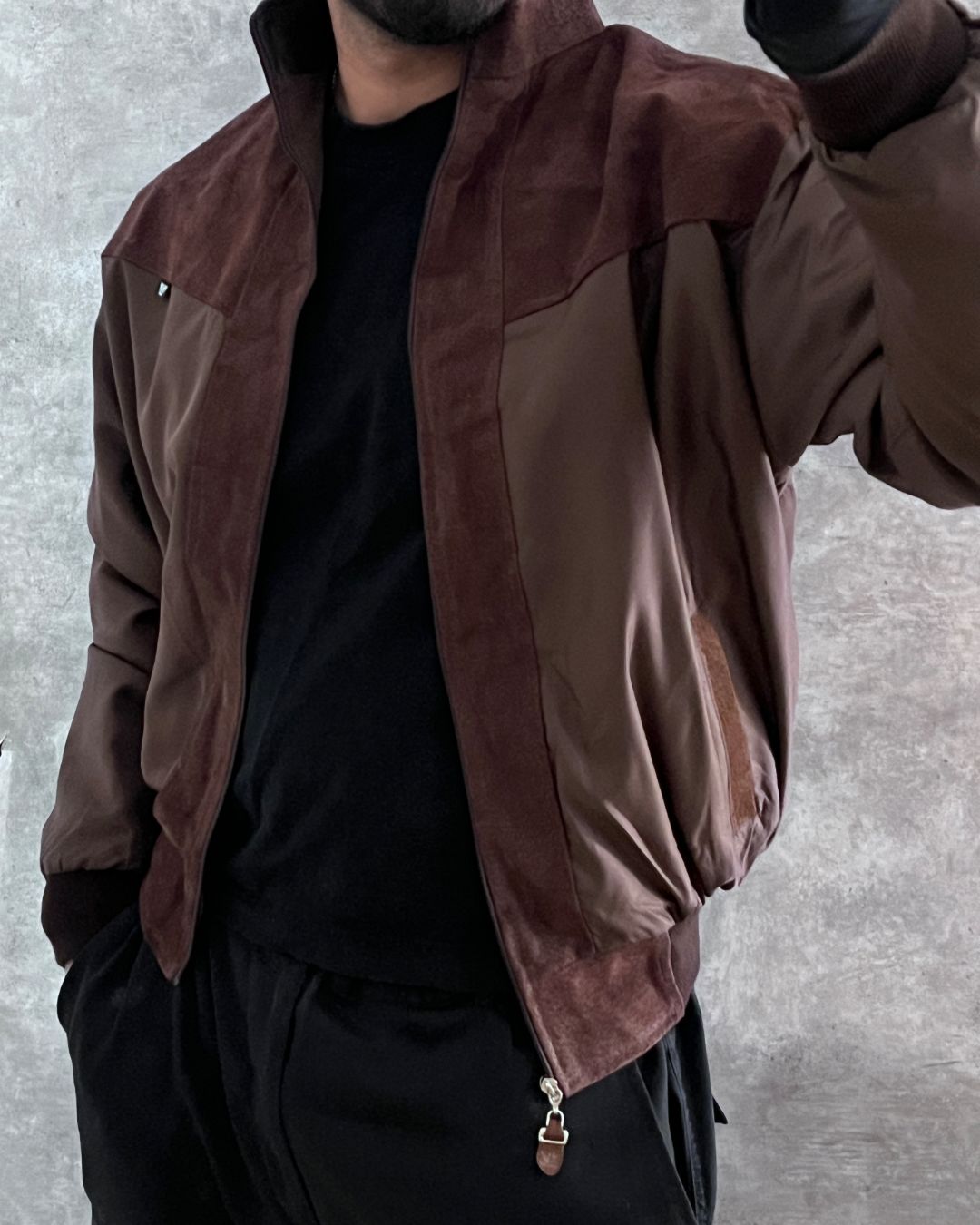 EMPORIO BROWN LEATHER JACKT (S)