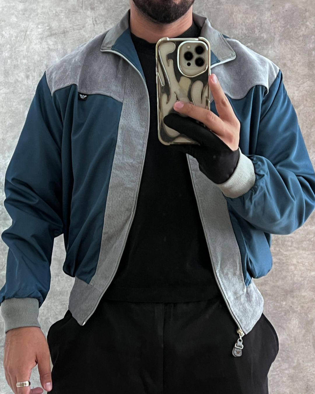 EMPORIO BLUE LEATHER JACKT (M)