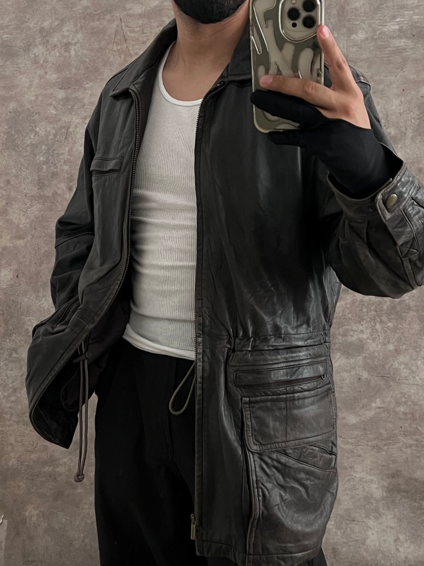 Vintage Leather Work Jacket (M)