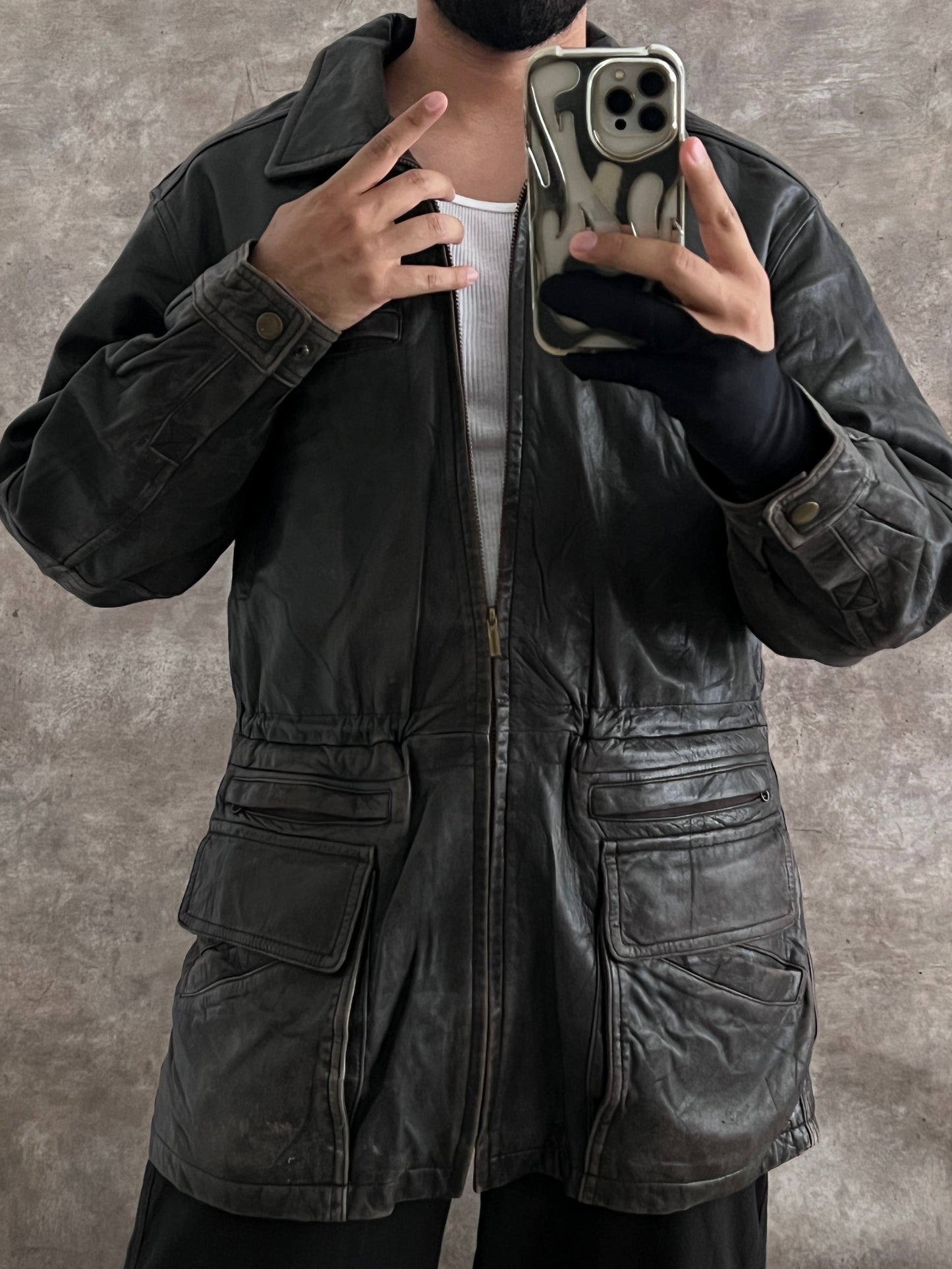 Vintage Leather Work Jacket (M)