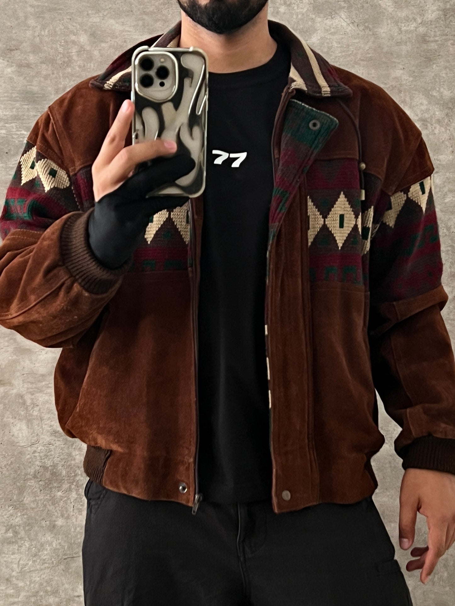 LEATHER COWBOY JACKET (L/M)