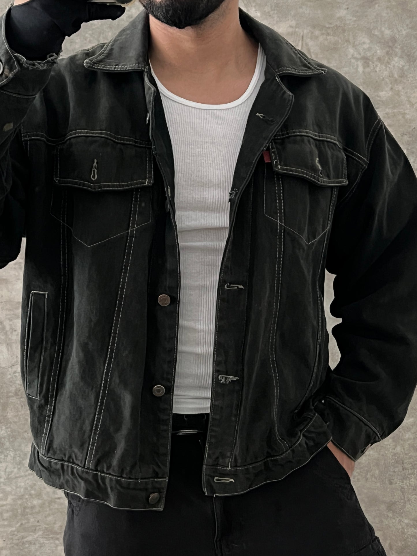 BLACK DENIM JACKET LEV'S (L)