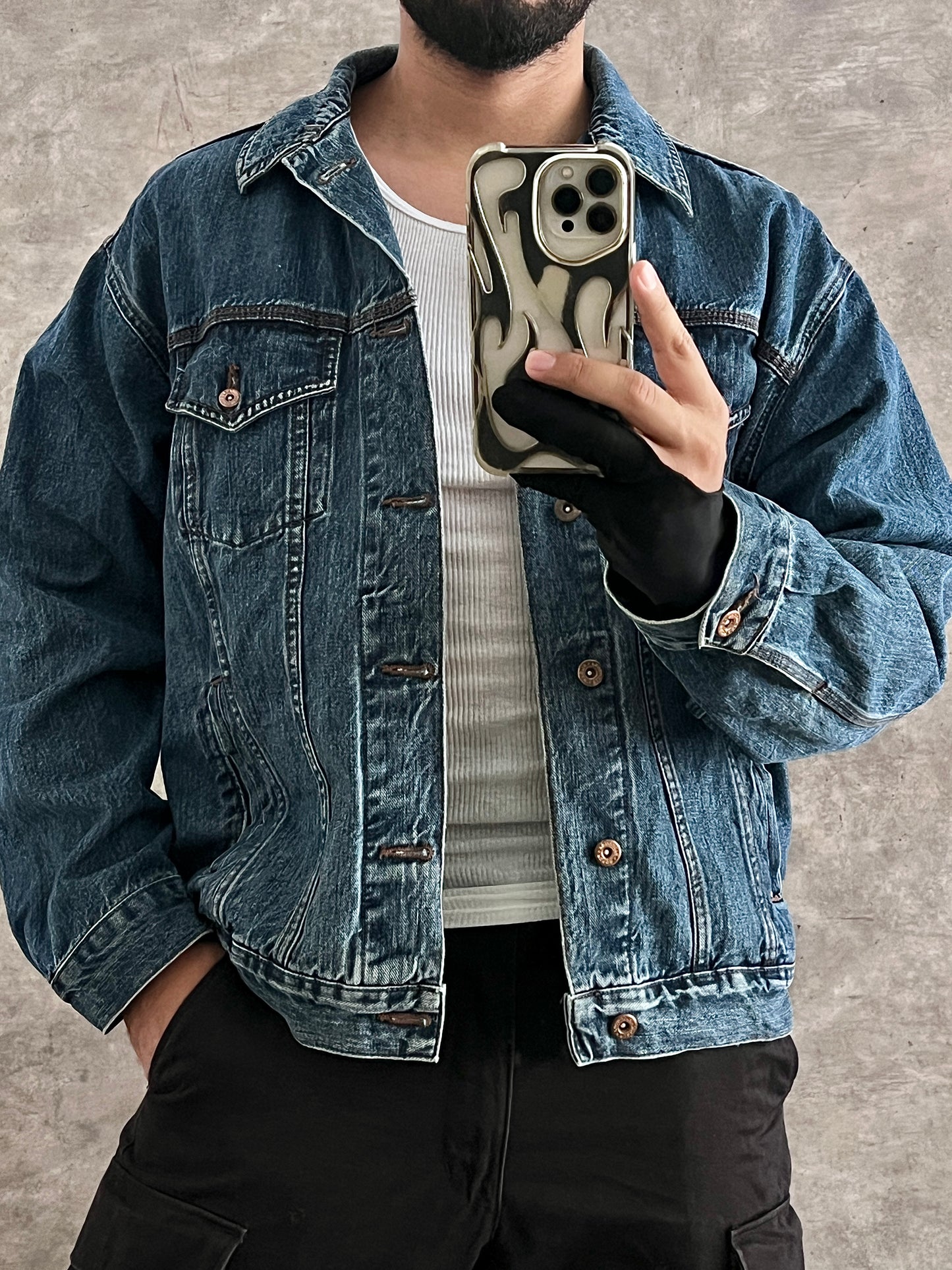 DENIM TRUCKER JACKET FUROR (L)