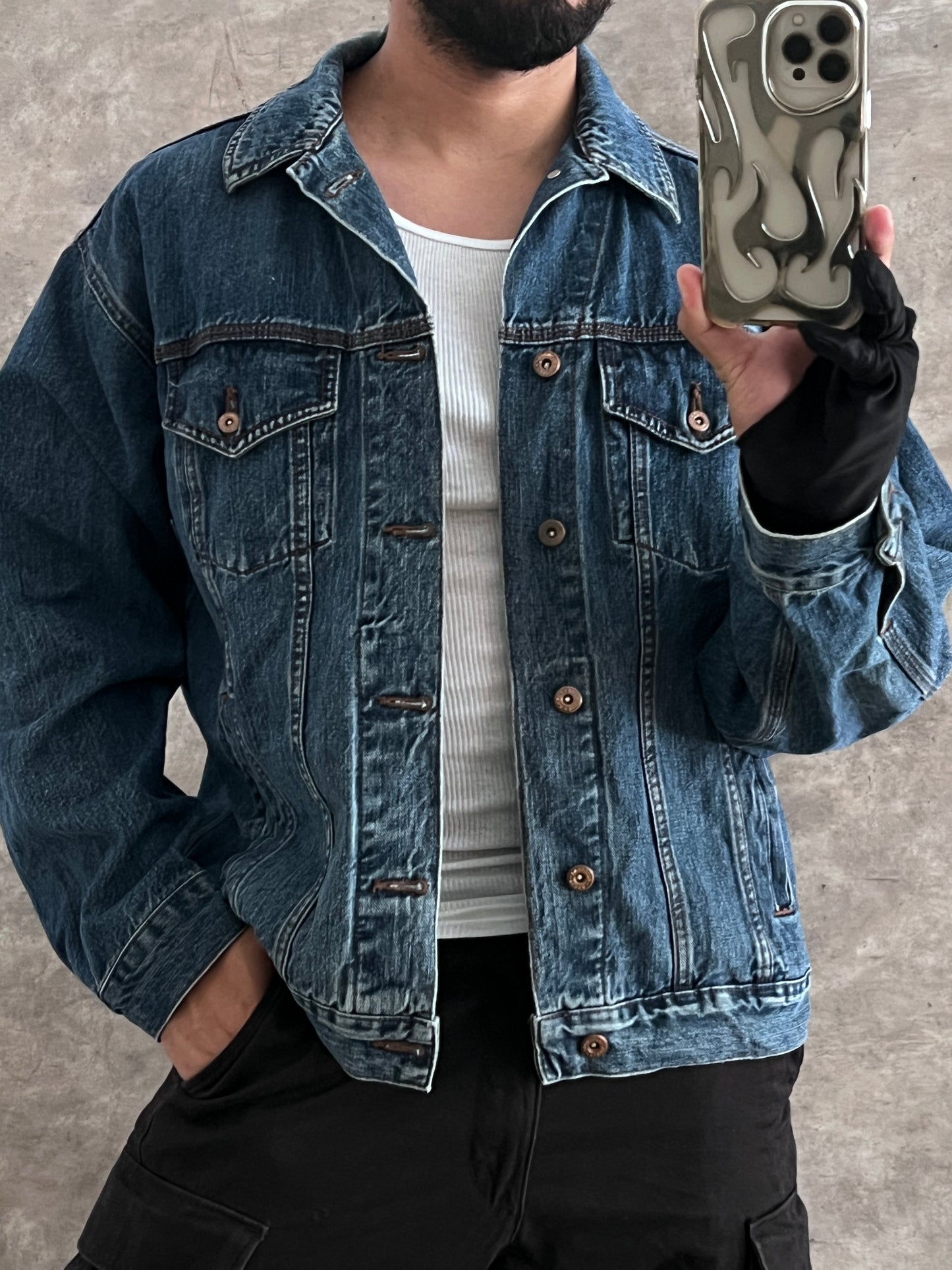 DENIM TRUCKER JACKET FUROR (L)