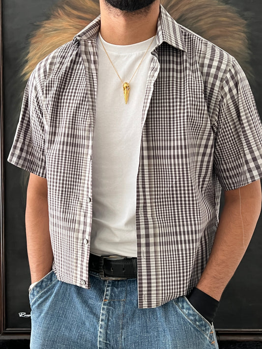 Checked Grey Shirt / Cropped Fit (L)