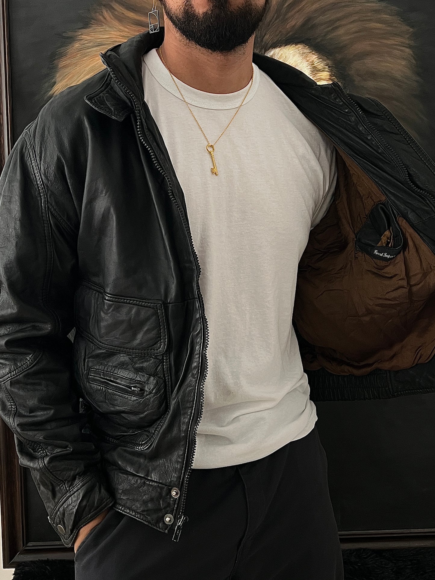 Bomber leather jacket (M)