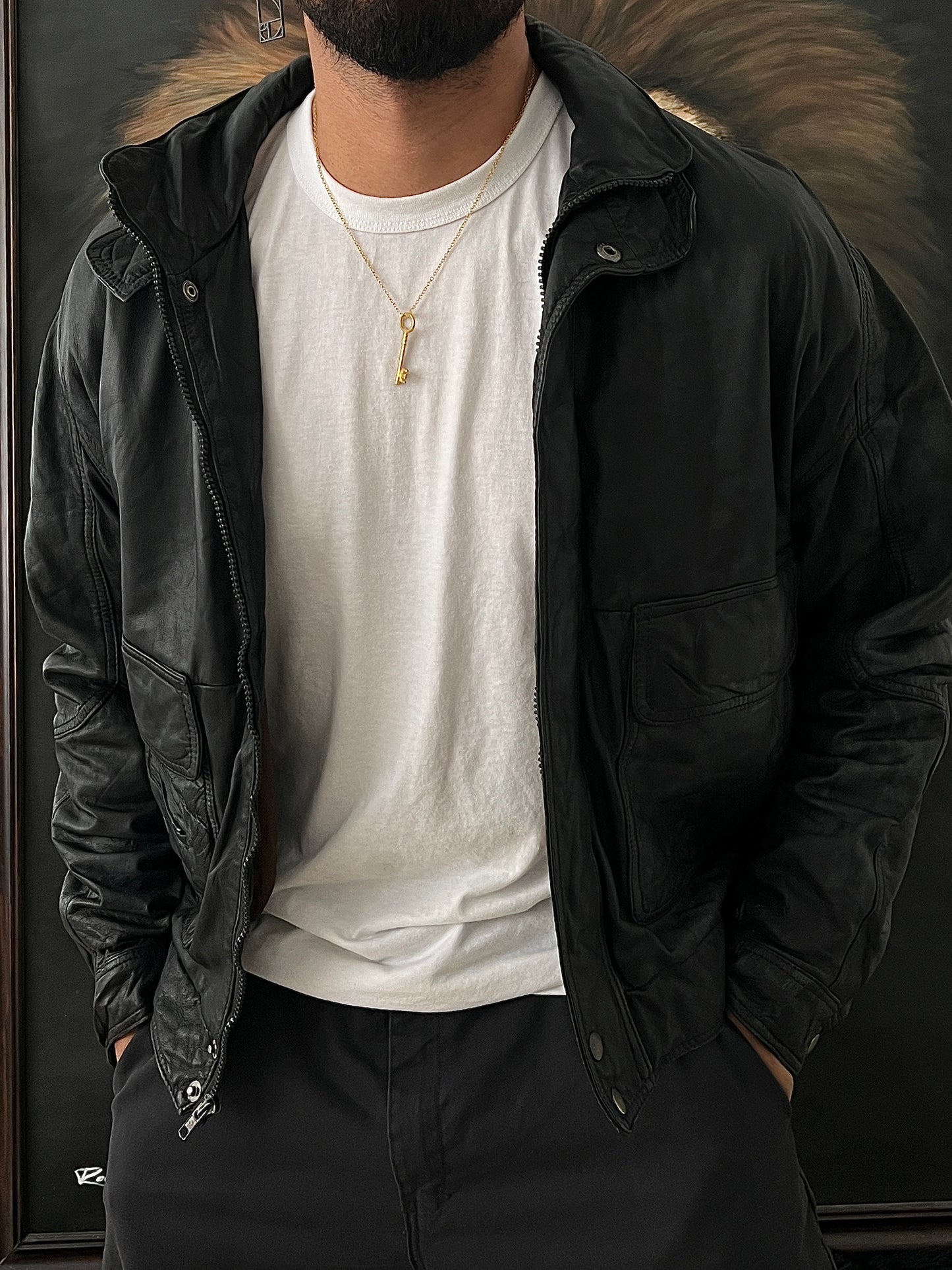 Bomber leather jacket (M)