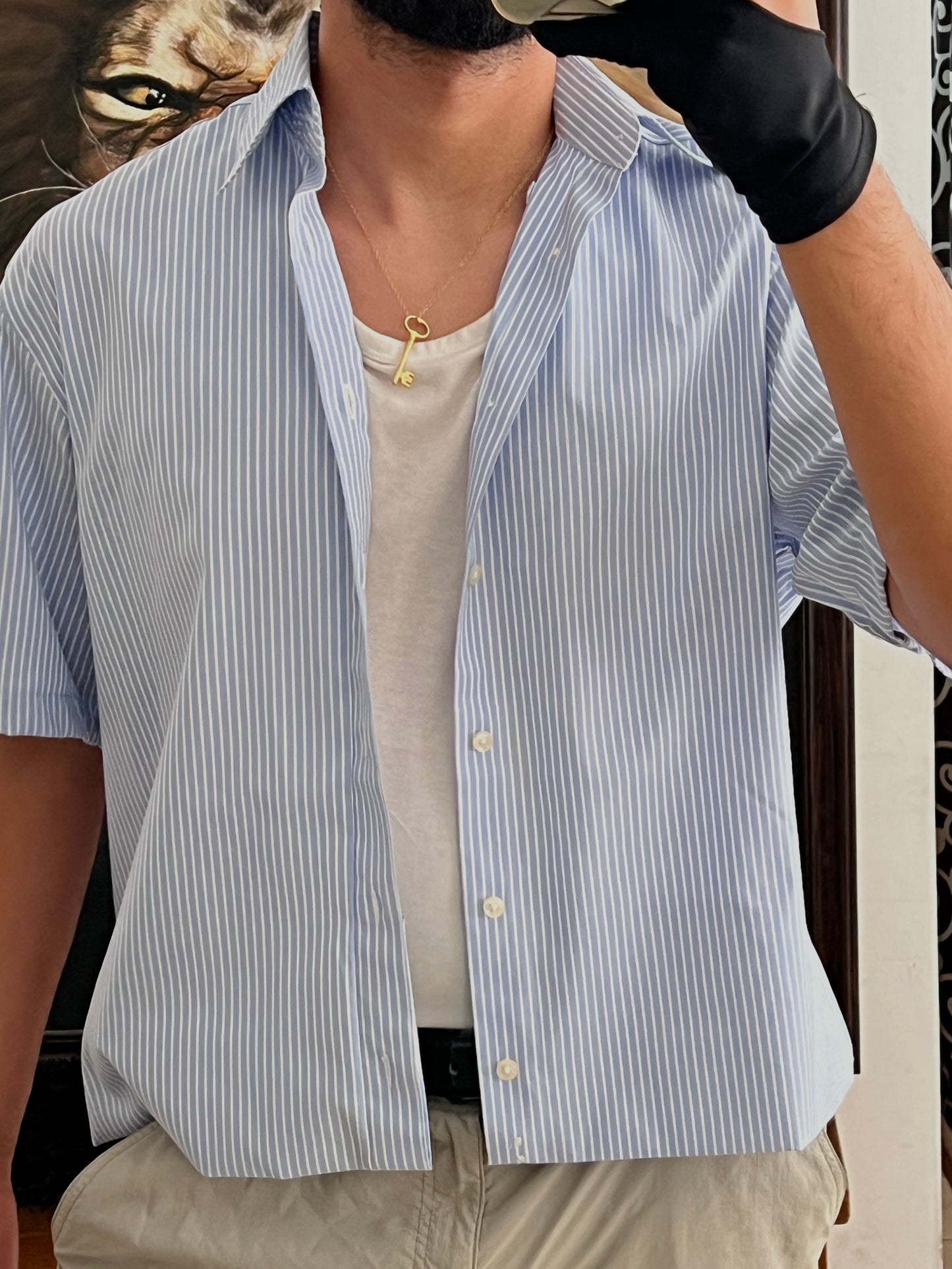 Striped Shirt Boxy Fit (L)