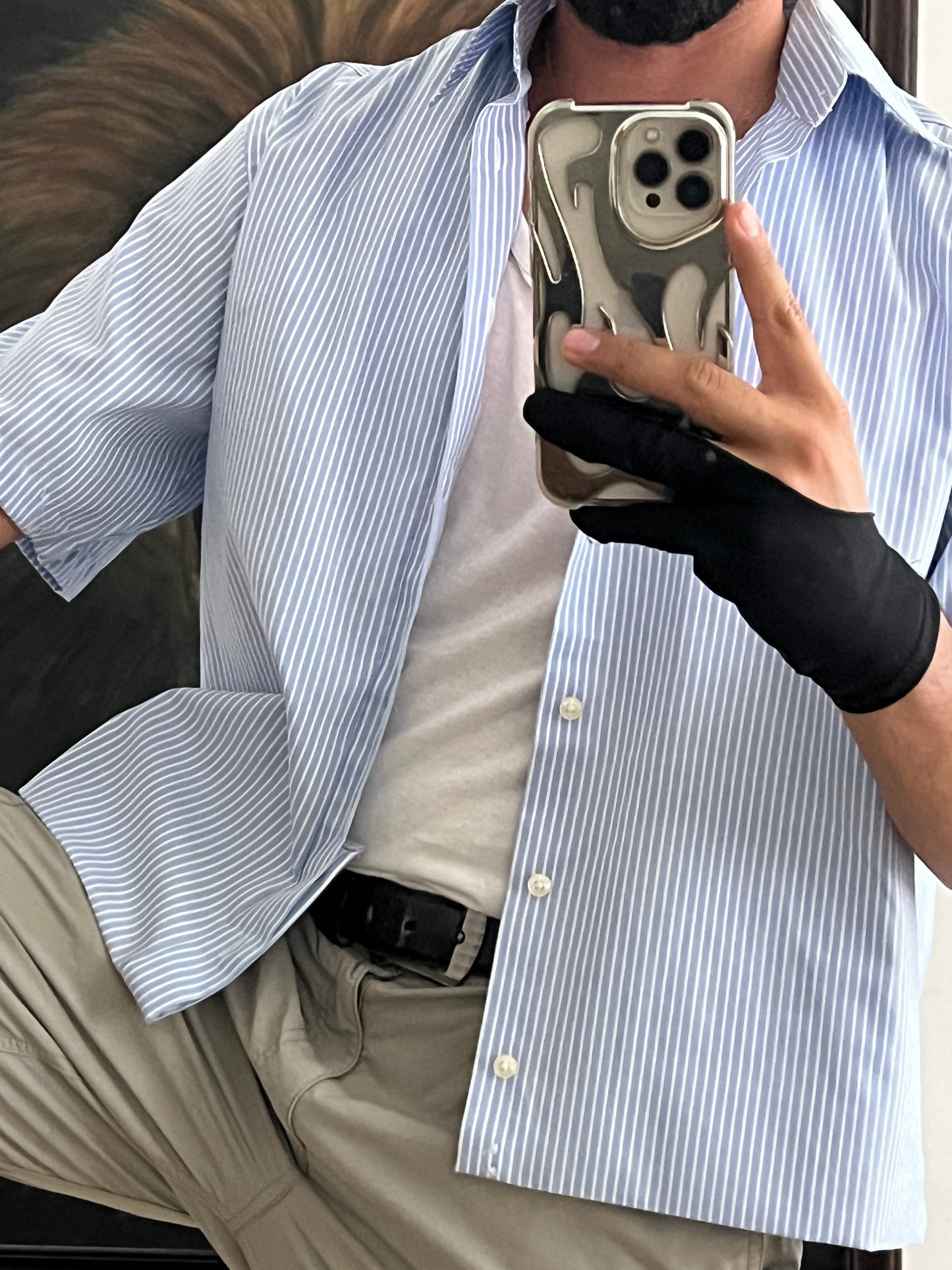 Striped Shirt Boxy Fit (L)