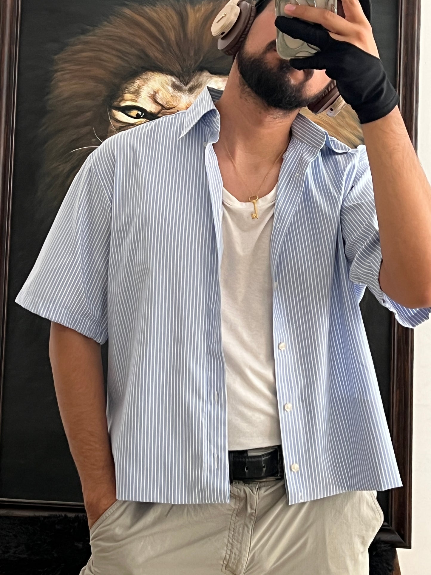 Striped Shirt Boxy Fit (L)