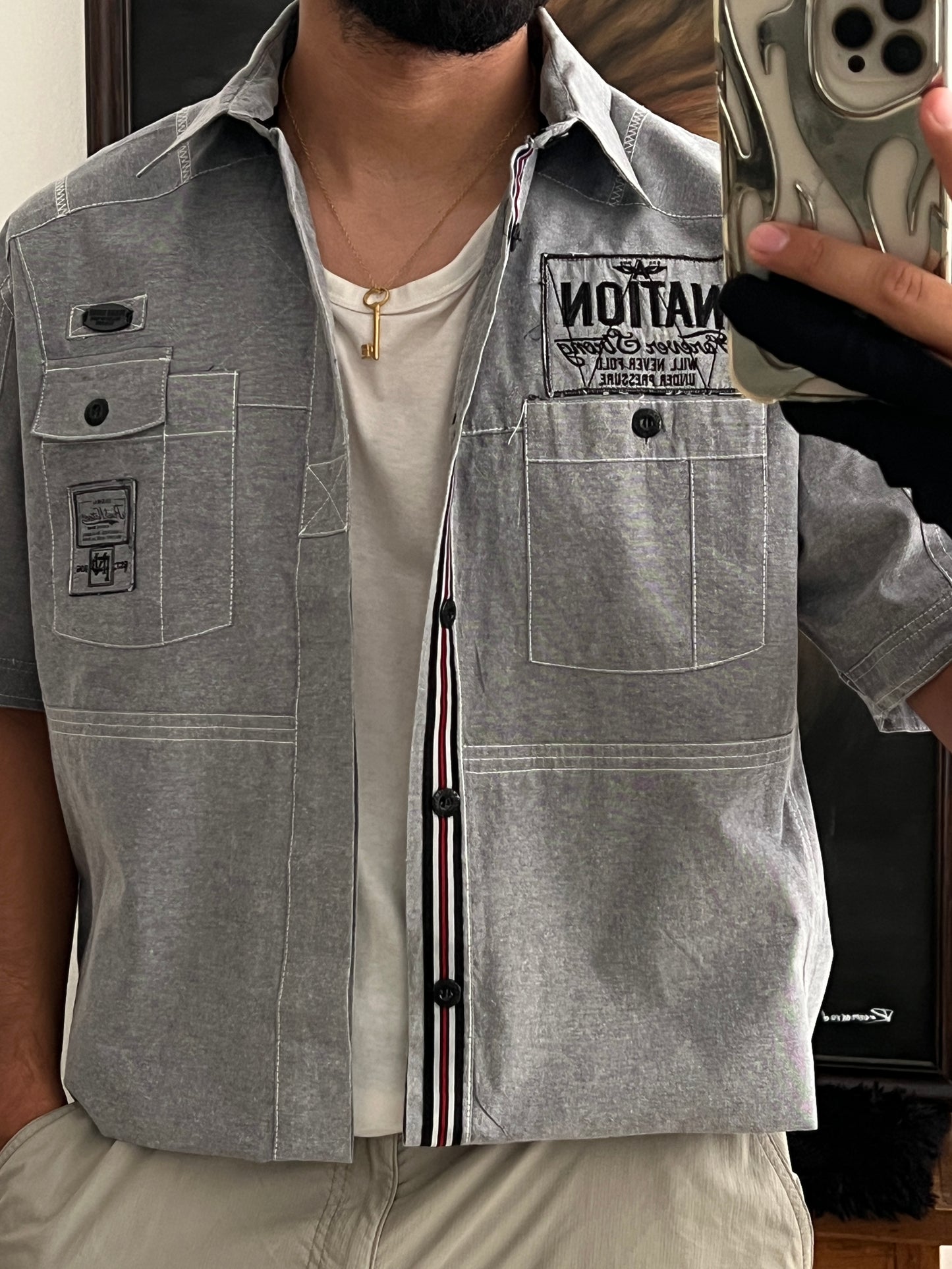 Grey Work Shirt Cropped Fit (M)