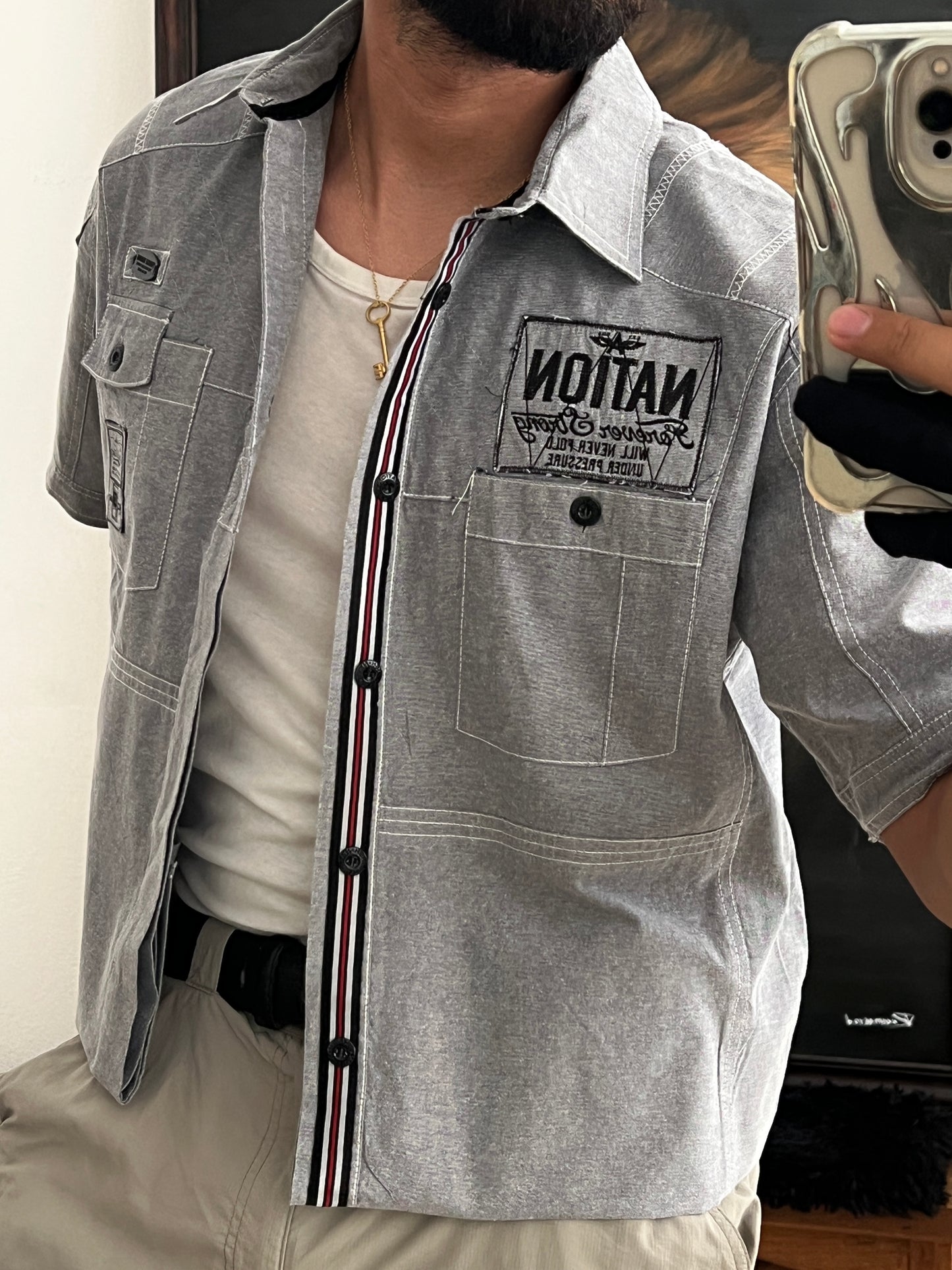 Grey Work Shirt Cropped Fit (M)