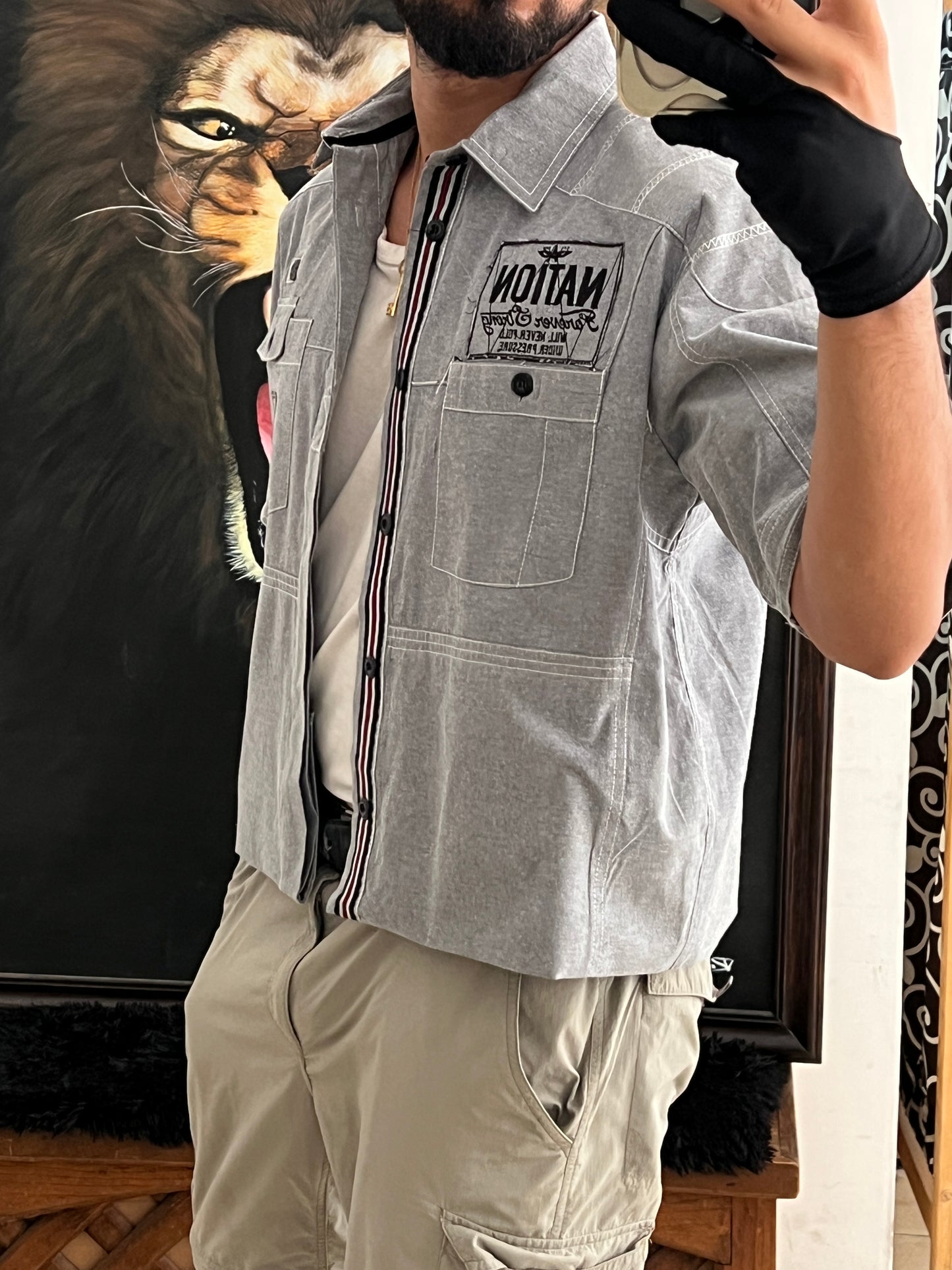 Grey Work Shirt Cropped Fit (M)