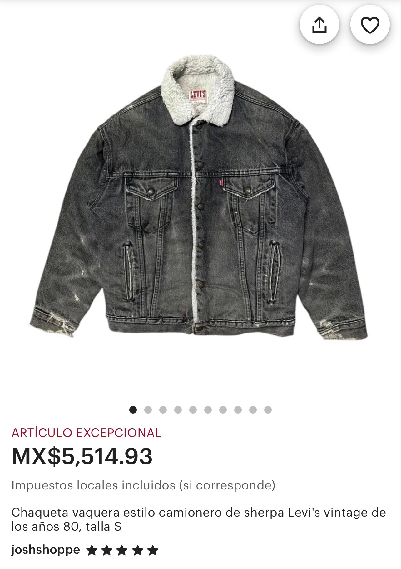 VINTAGE SANTA CRUZ SHERPA JACKET LEVI'S (M)