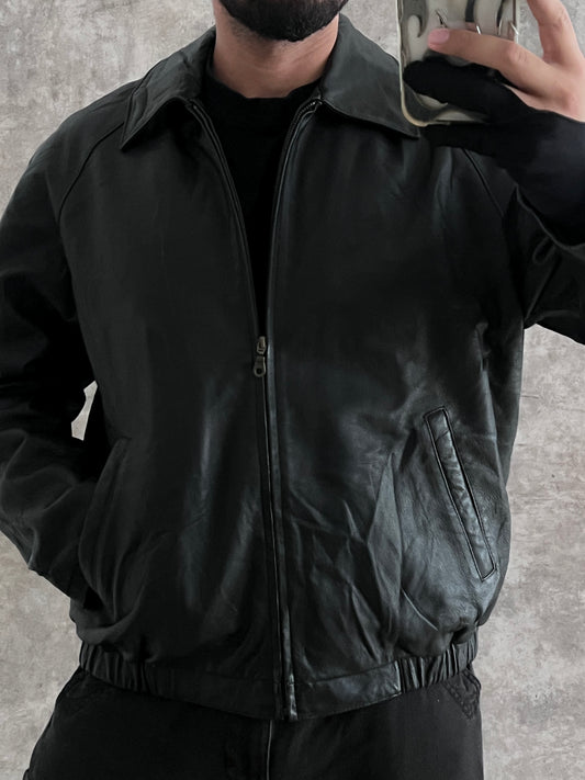 BOMBER LEATHER JACKET (L)