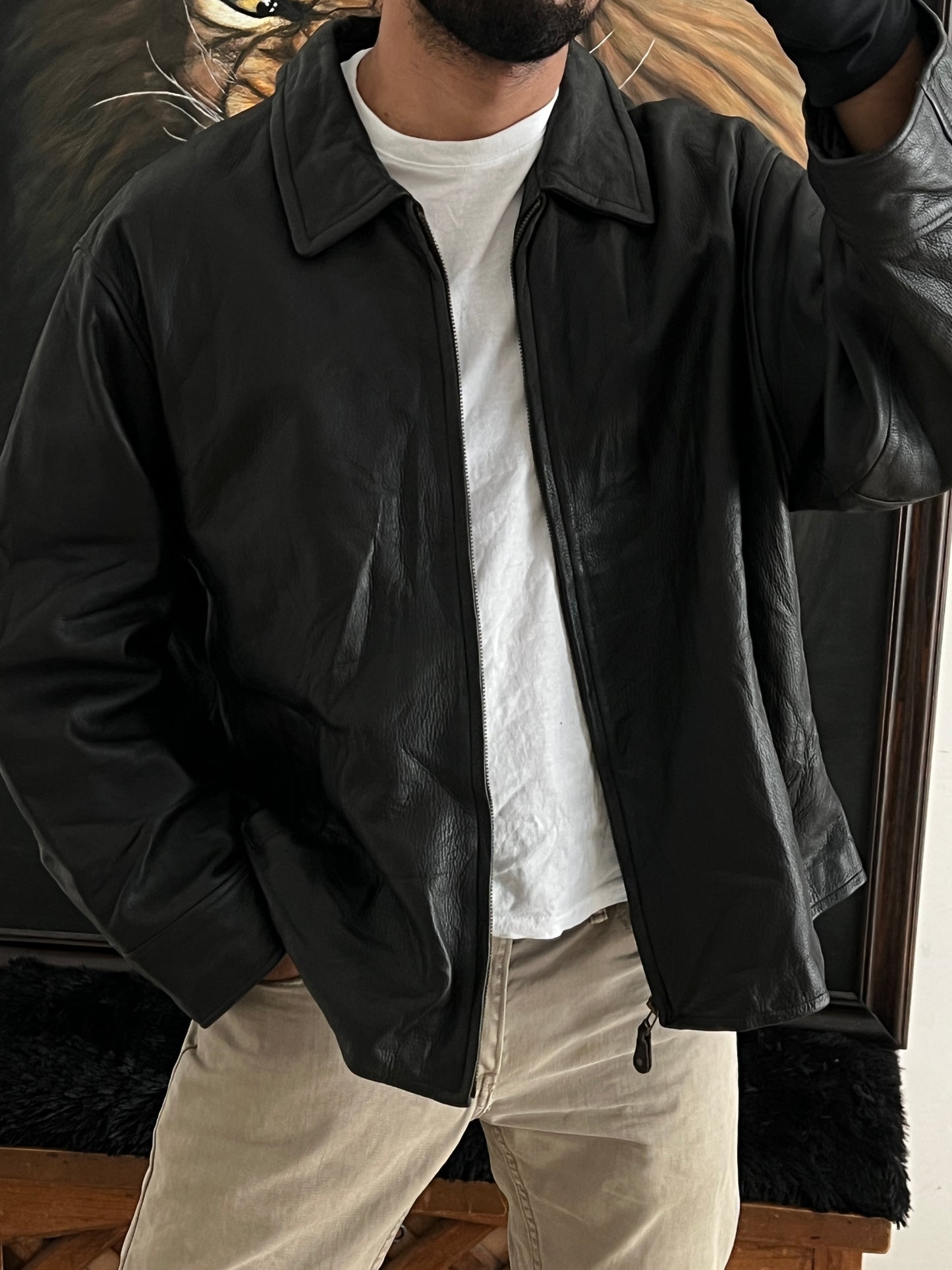 Bomber leather jacket (2XL)