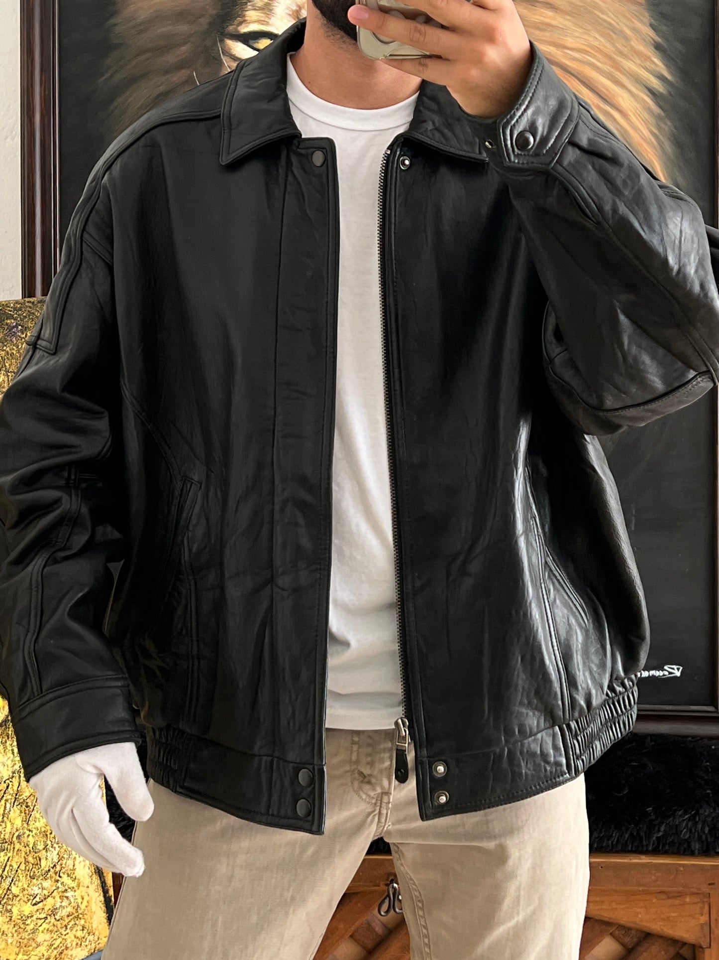 Bomber leather jacket (2XL)