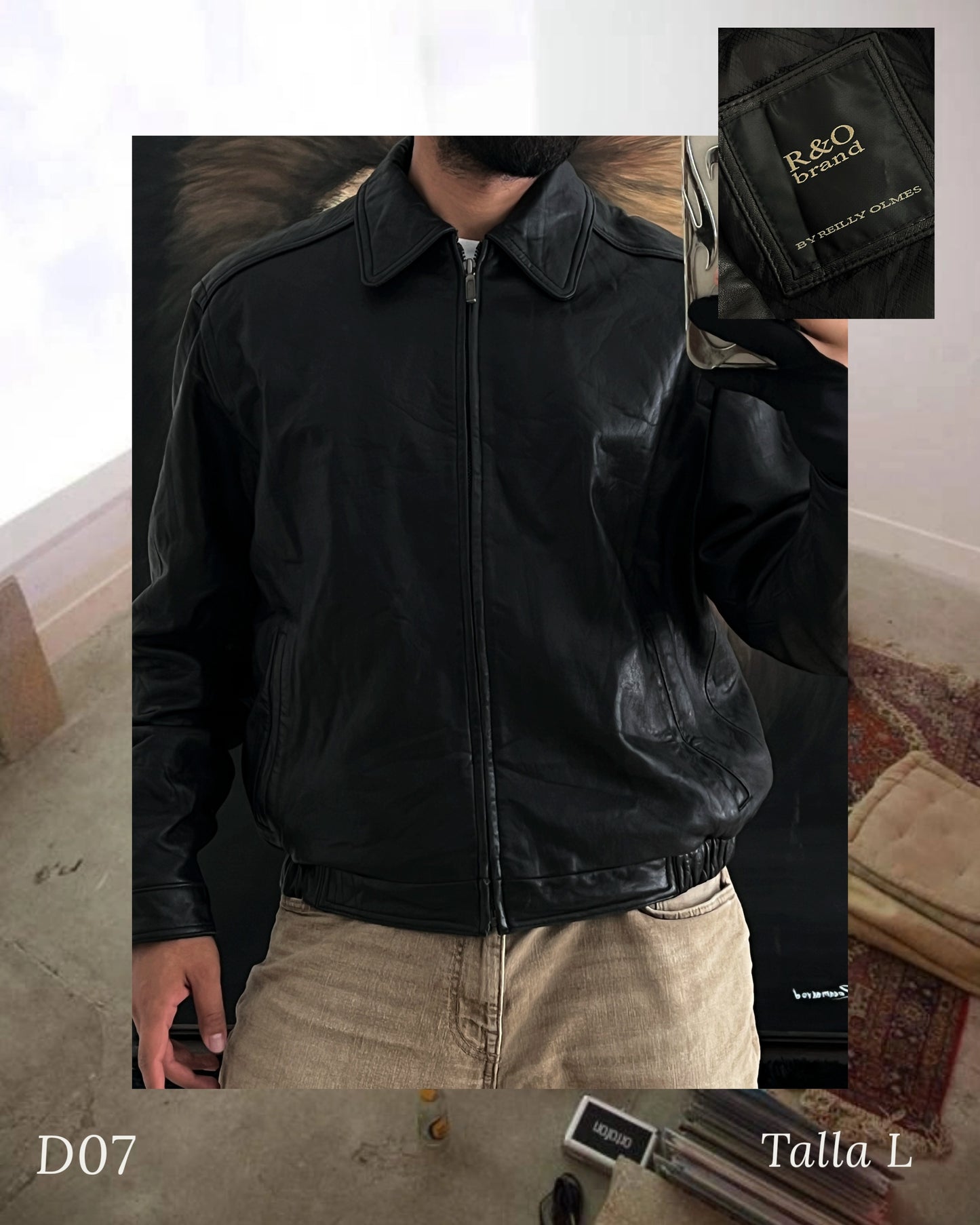 Bomber leather jacket (L)