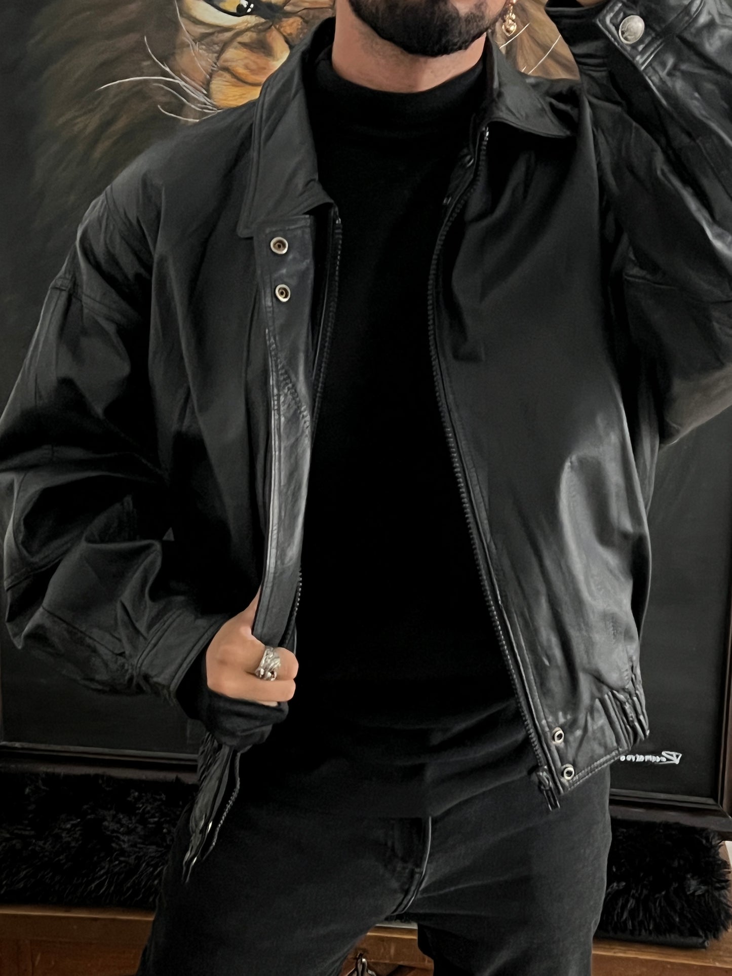 Bomber leather jacket (XL)