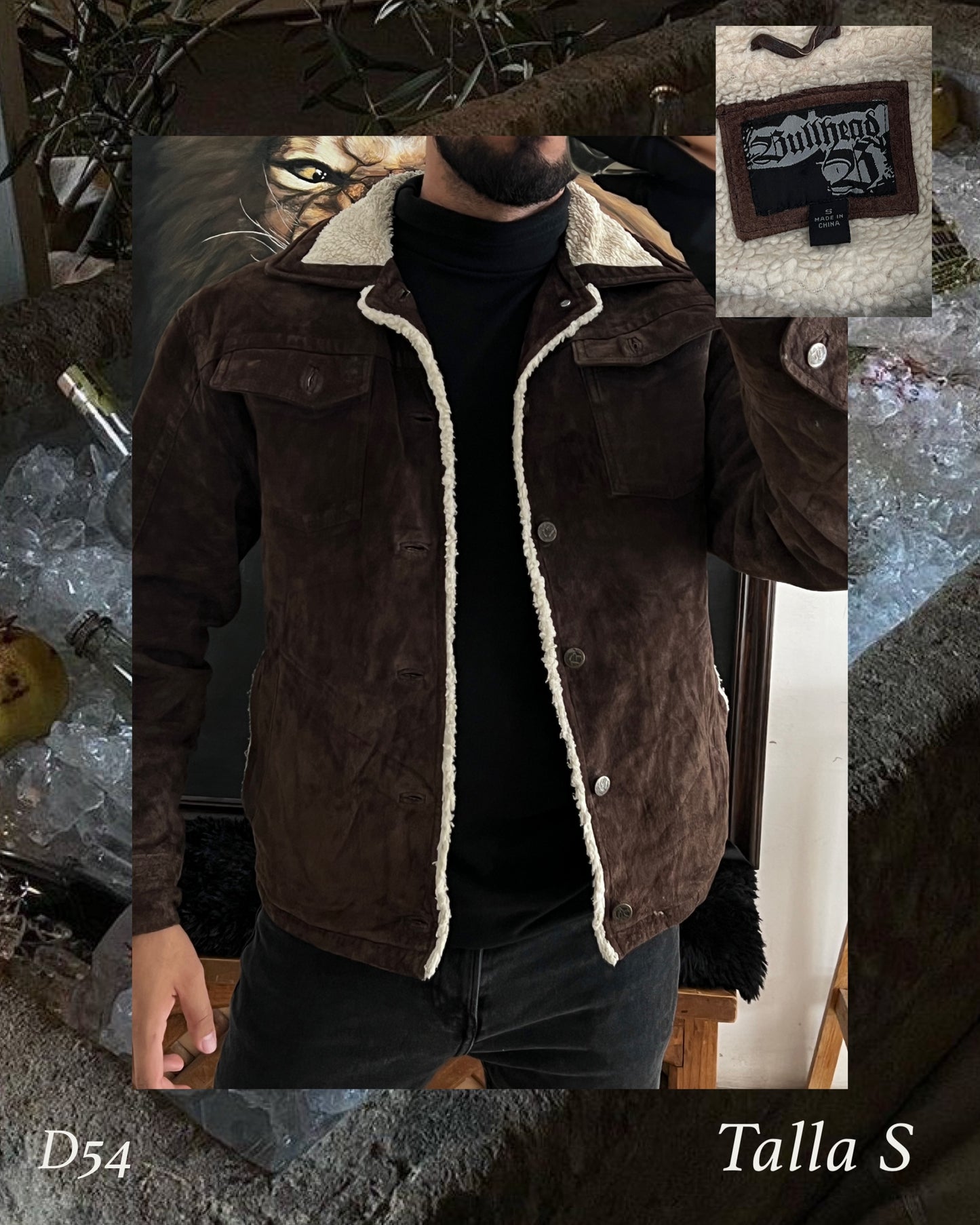 Leather jacket sherpa (S)