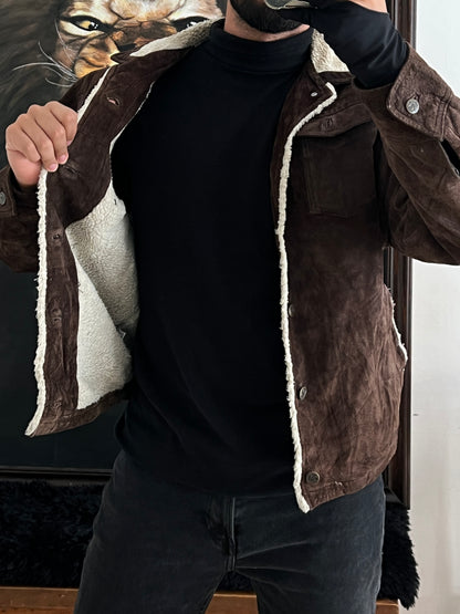 Leather jacket sherpa (S)