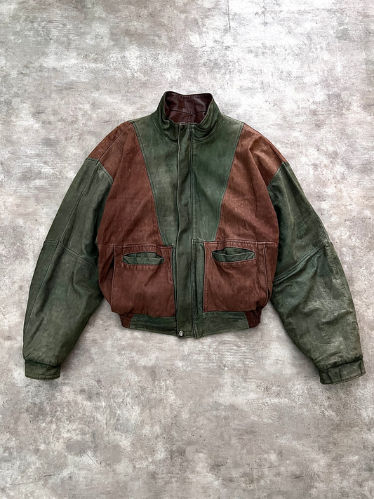 DOUBLE LEATHER JACKET CROPPED FIT (M)