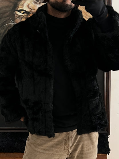 Black faux fur (M)