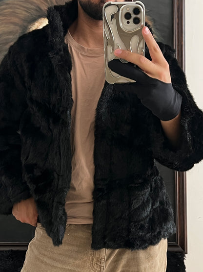 Black faux fur (M)