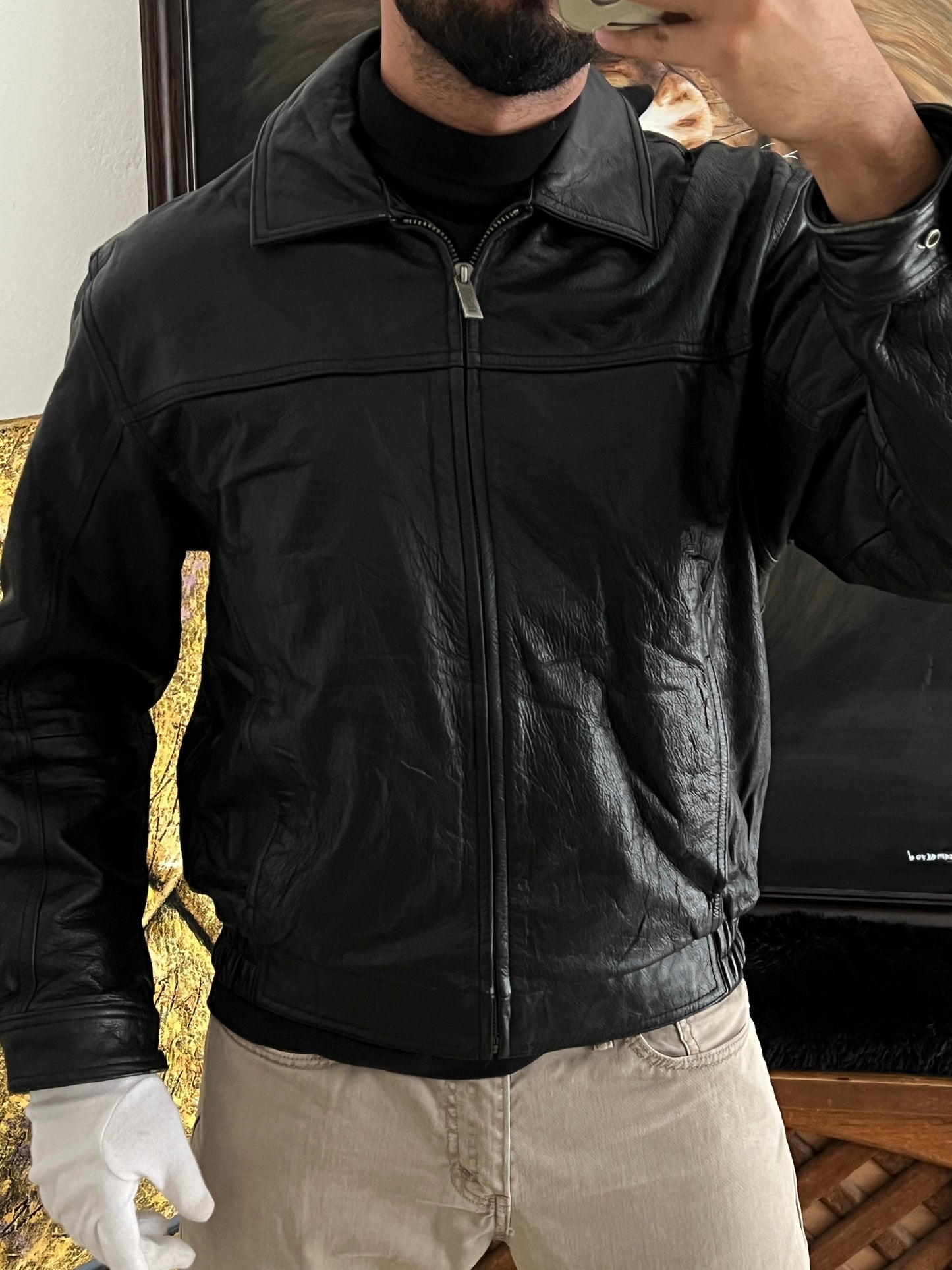 Bomber leather jacket (S/M)