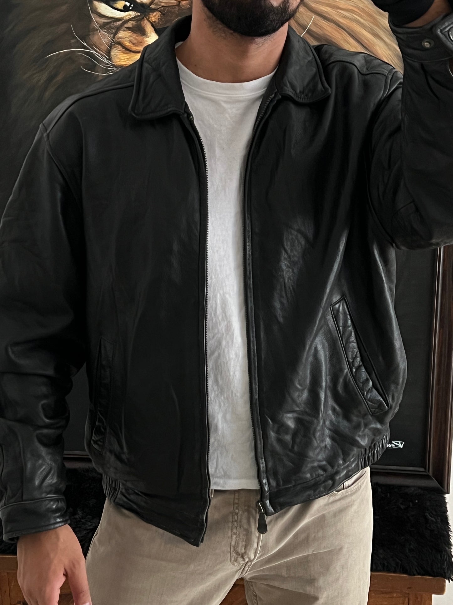 Bomber leather jacket (M)