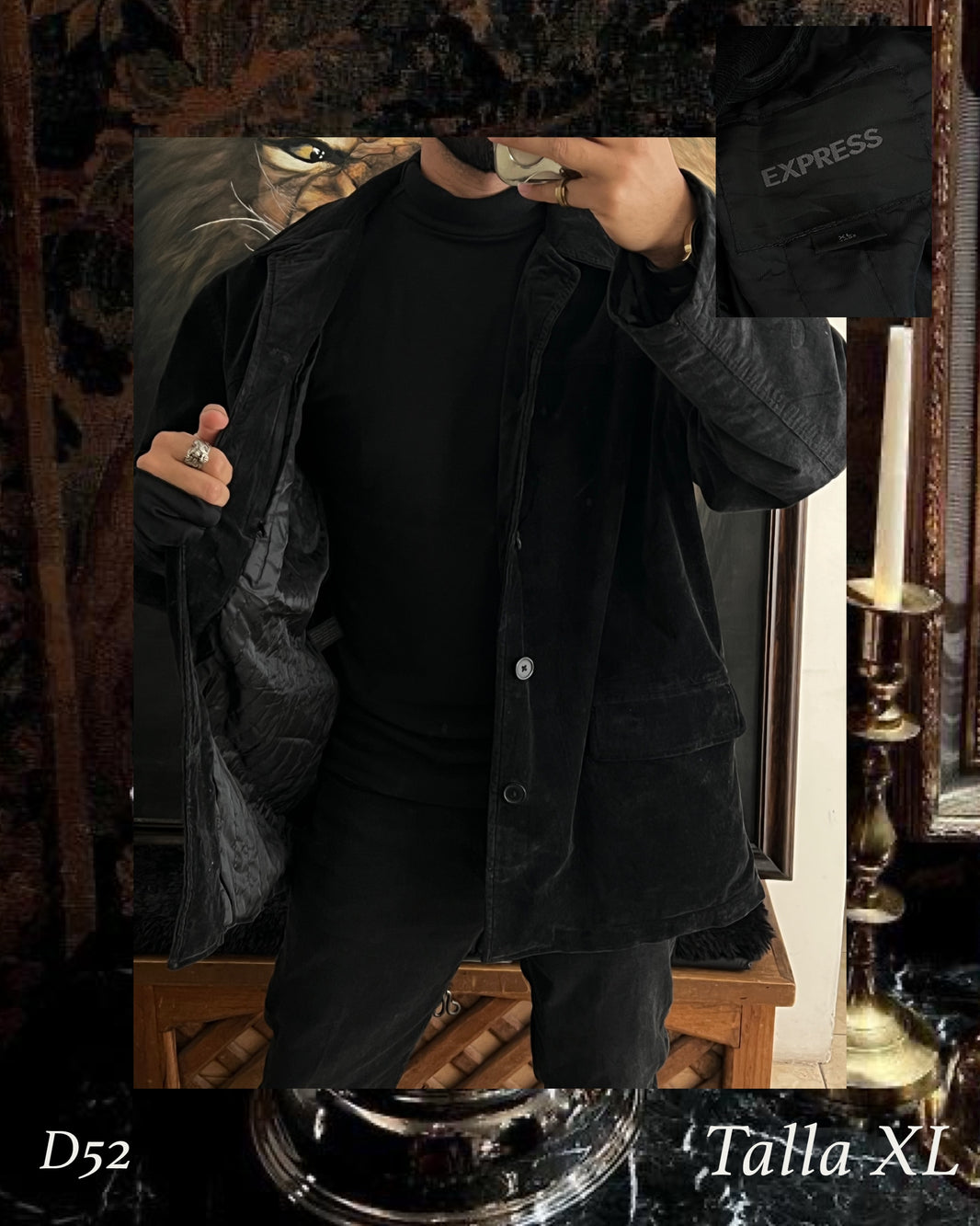 Abrigo de tela tipo gamuza (XL)