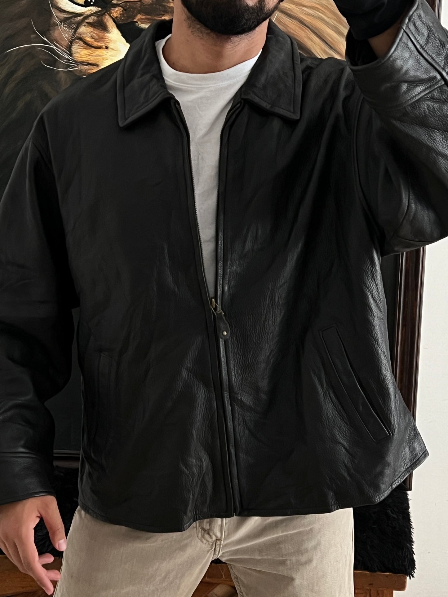 Bomber leather jacket (2XL)