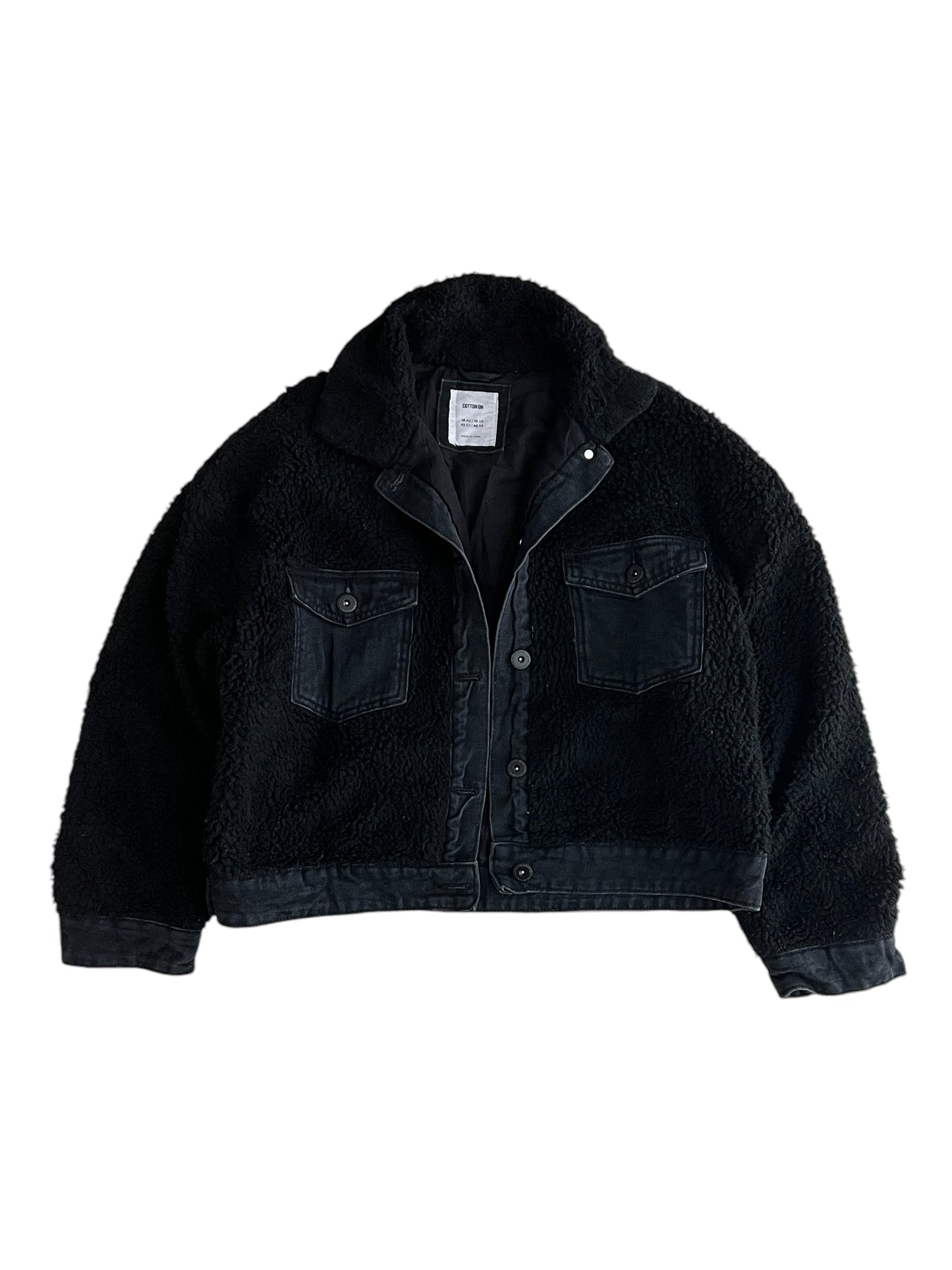 Cropped jacket denim sherpa (S)