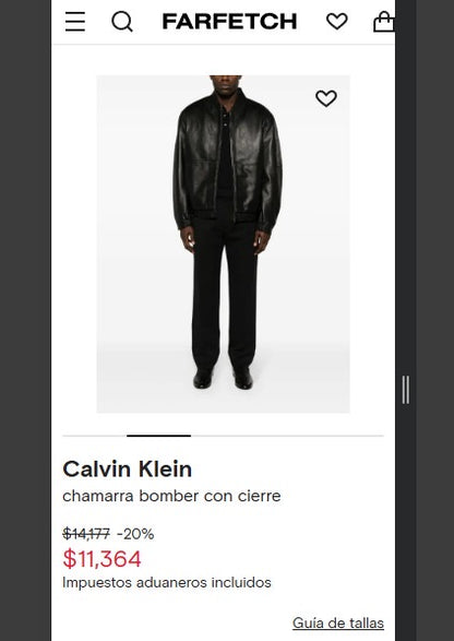 Bomber leather jacket Calvin Klein (L)