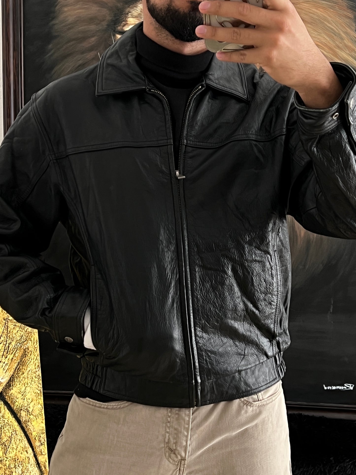 Bomber leather jacket (S/M)