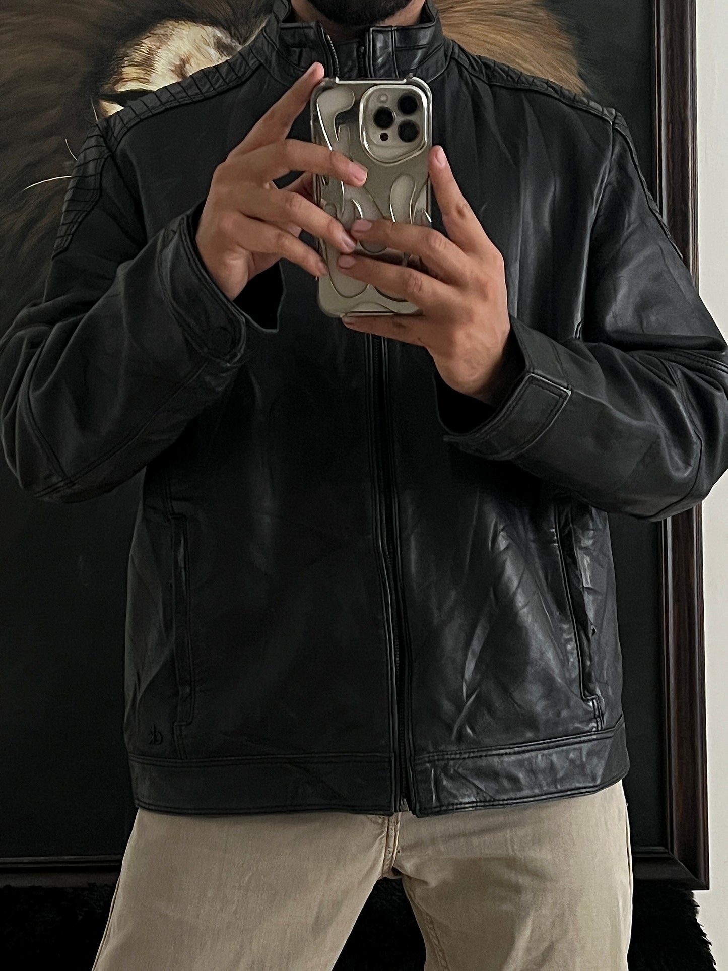 Bomber leather jacket Calvin Klein (L)