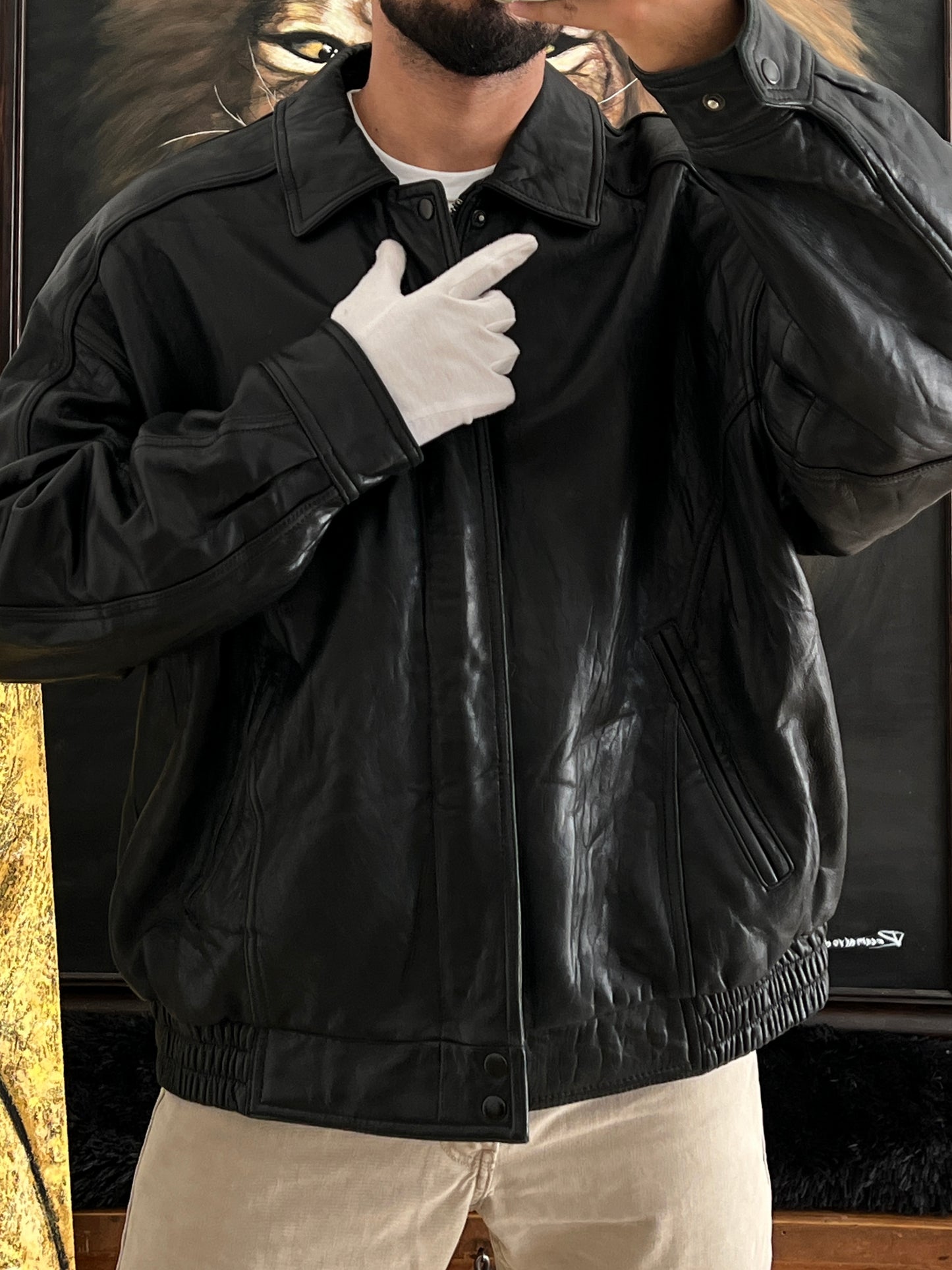 Bomber leather jacket (2XL)