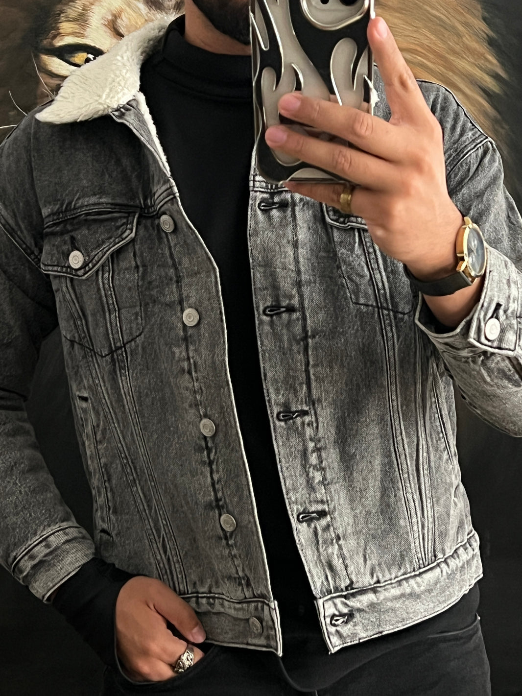Sherpa denim jacket (XS)